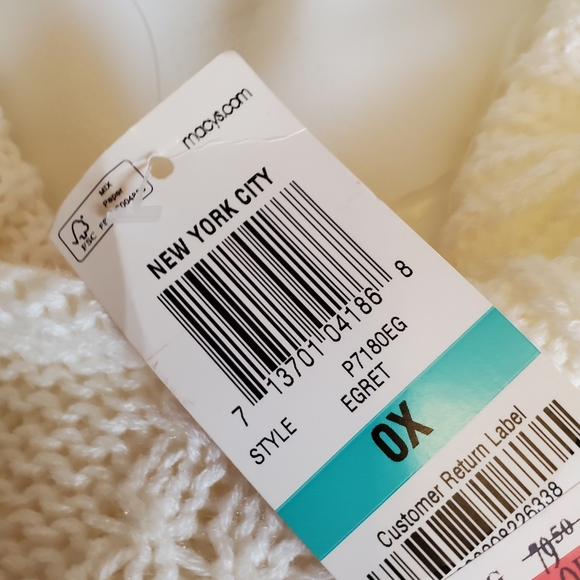 American Rag Size S Boho Fringe Tunic Sweater Cowlneck Oversize Cream NWT - Picture 2 of 4